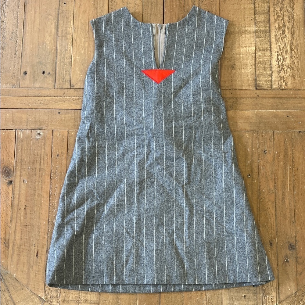 Florence Eiseman gray pin stripe wool sheath dress abstract girls 8